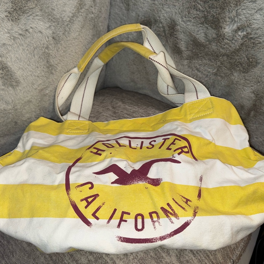 Vintage 2000’s Hollister Yellow and White Striped Tote